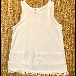 Old Navy White M Fringe Tunic